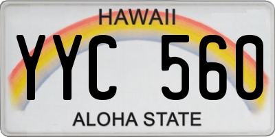 HI license plate YYC560