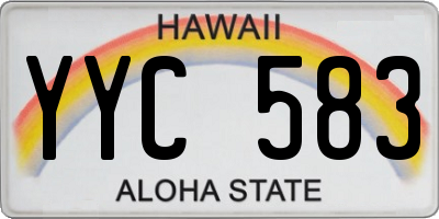 HI license plate YYC583
