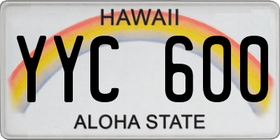 HI license plate YYC600