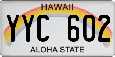 HI license plate YYC602