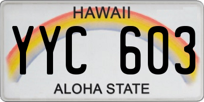 HI license plate YYC603