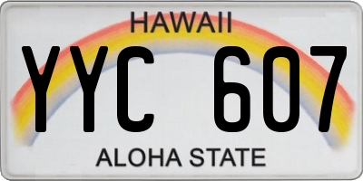 HI license plate YYC607