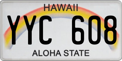 HI license plate YYC608