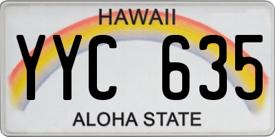 HI license plate YYC635