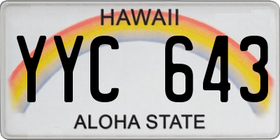 HI license plate YYC643