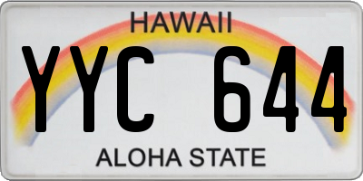 HI license plate YYC644