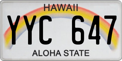 HI license plate YYC647