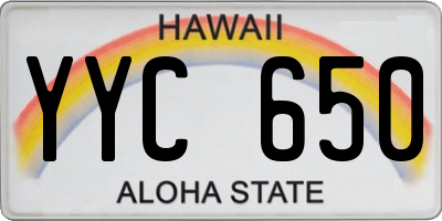 HI license plate YYC650