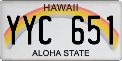 HI license plate YYC651