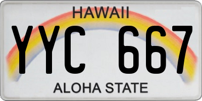 HI license plate YYC667