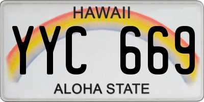 HI license plate YYC669