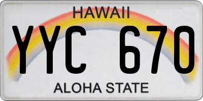 HI license plate YYC670