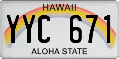 HI license plate YYC671