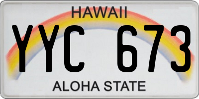 HI license plate YYC673