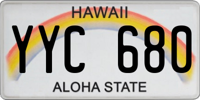 HI license plate YYC680