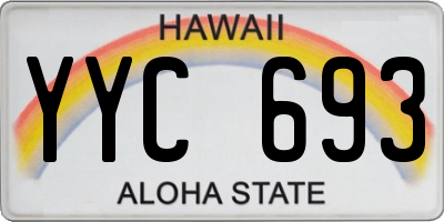 HI license plate YYC693