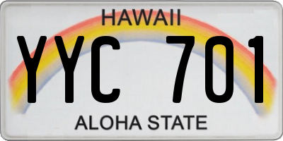 HI license plate YYC701