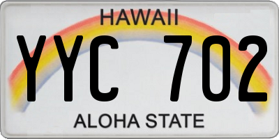 HI license plate YYC702