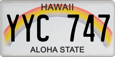 HI license plate YYC747