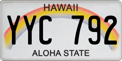 HI license plate YYC792