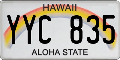 HI license plate YYC835