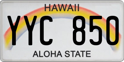 HI license plate YYC850