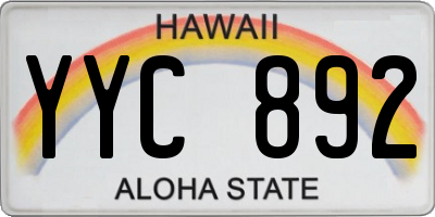 HI license plate YYC892