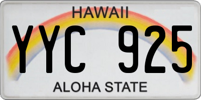 HI license plate YYC925