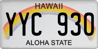 HI license plate YYC930