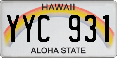 HI license plate YYC931