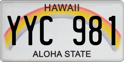 HI license plate YYC981