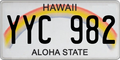 HI license plate YYC982