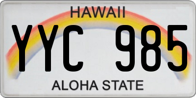 HI license plate YYC985