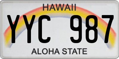 HI license plate YYC987
