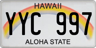 HI license plate YYC997