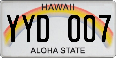 HI license plate YYD007