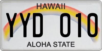 HI license plate YYD010