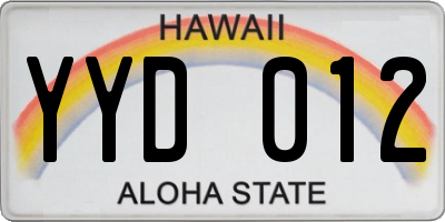HI license plate YYD012
