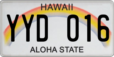 HI license plate YYD016