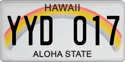 HI license plate YYD017