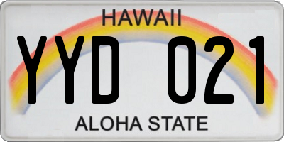 HI license plate YYD021