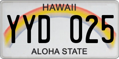 HI license plate YYD025