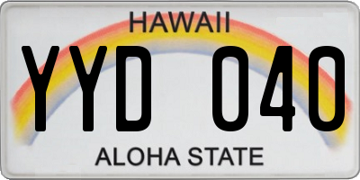 HI license plate YYD040