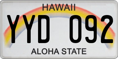 HI license plate YYD092