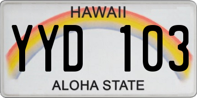 HI license plate YYD103