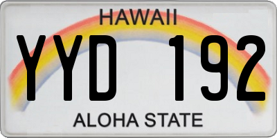HI license plate YYD192