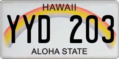HI license plate YYD203