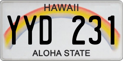 HI license plate YYD231