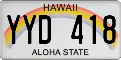 HI license plate YYD418