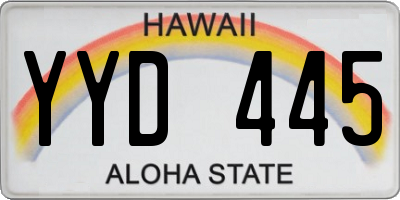 HI license plate YYD445